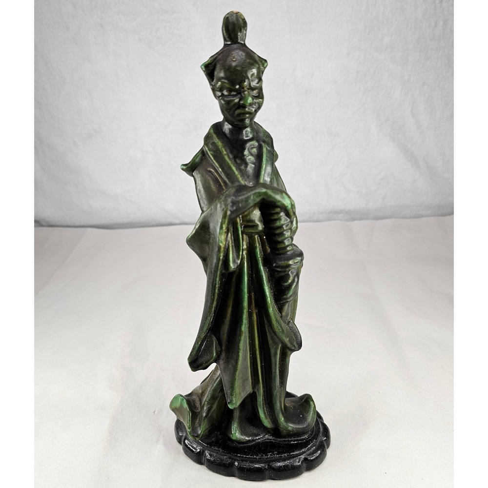 Vintage Asian Oriental Sage‎ Figurine Green Statue Sculpture Decor